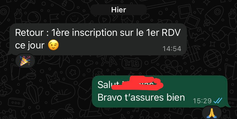 1ère inscription sur le tout premier RDV