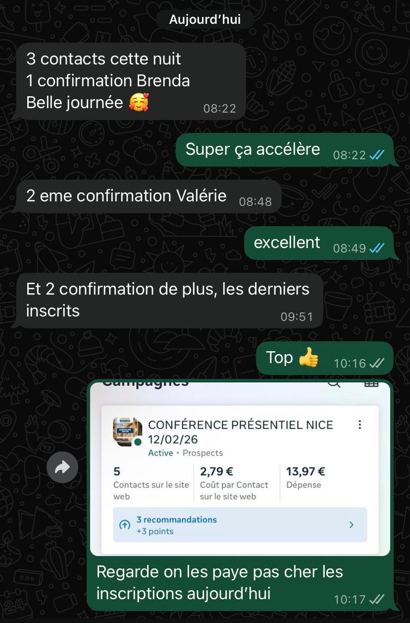 3 contacts la nuit, plusieurs confirmations à 2,79 le contact